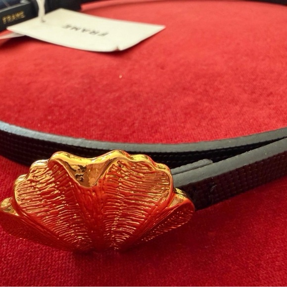 Frame Denim Black Belt with Gold Shell Accent main image 5